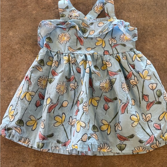 Carters Floral Kids Dress Blue and Yellow, Size 9M - Picture 3 of 5